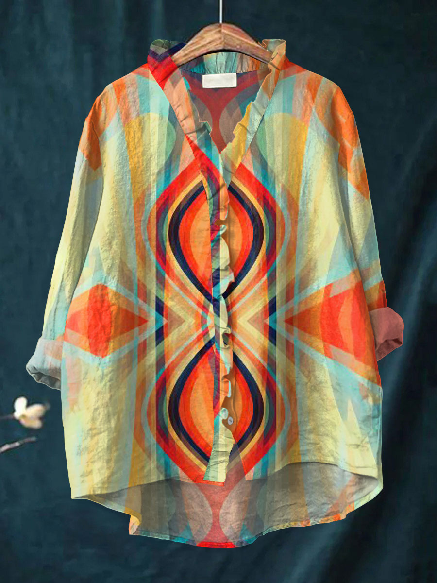 Claire - Sunset Geometry Blouse-15542206988661-Nancy & Mae Savannah