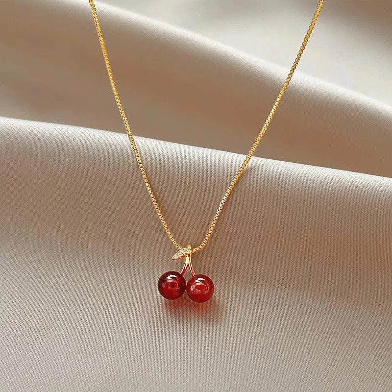 Clarisse – Gold-plated – Cherry charm necklace-15227799929205-Nancy & Mae Savannah