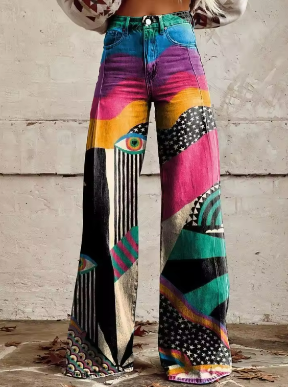 Cleo - Abstract Vision Wide-Leg Pants-15531073700213-Mirella Fiore