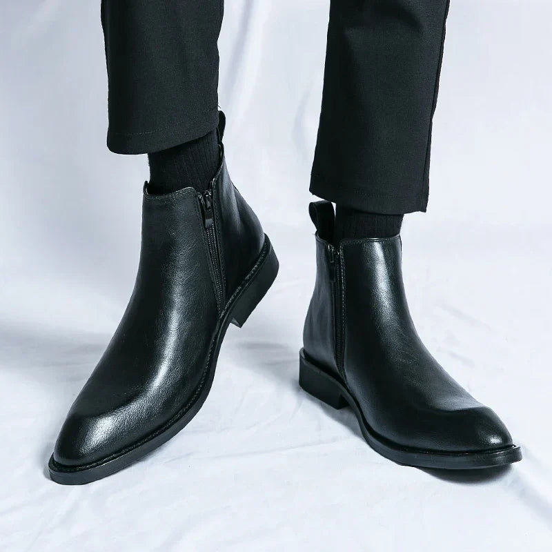 Cooper - Leather Chelsea Boots with Zipper-15550770020725-Nancy & Mae Savannah