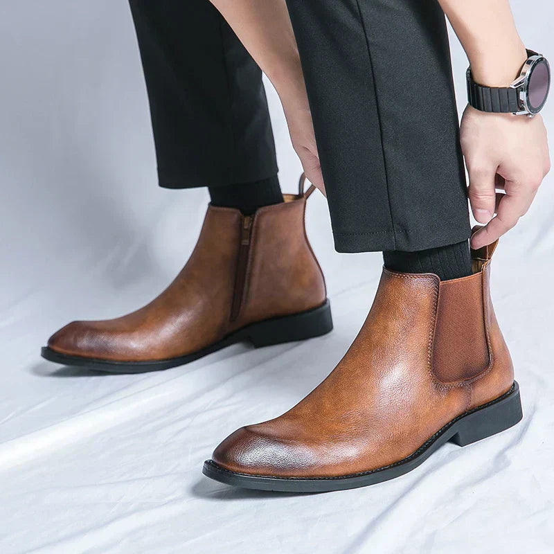 Cooper - Leather Chelsea Boots with Zipper-15550770020725-Nancy & Mae Savannah