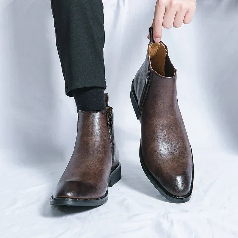Cooper - Leather Chelsea Boots with Zipper-15550770020725-Nancy & Mae Savannah