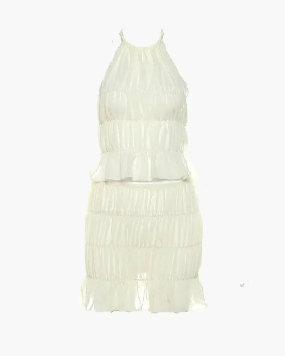 Coralie – Breezy elegance – Ruched halter top & skirt set-15133951492469-Mirella Fiore