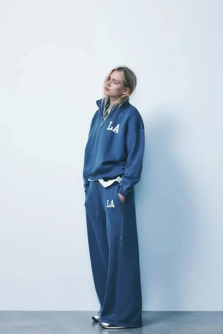 Damaris – Half-zip pullover & cuffed pants– LA lounge set-15133711368565-Mirella Fiore