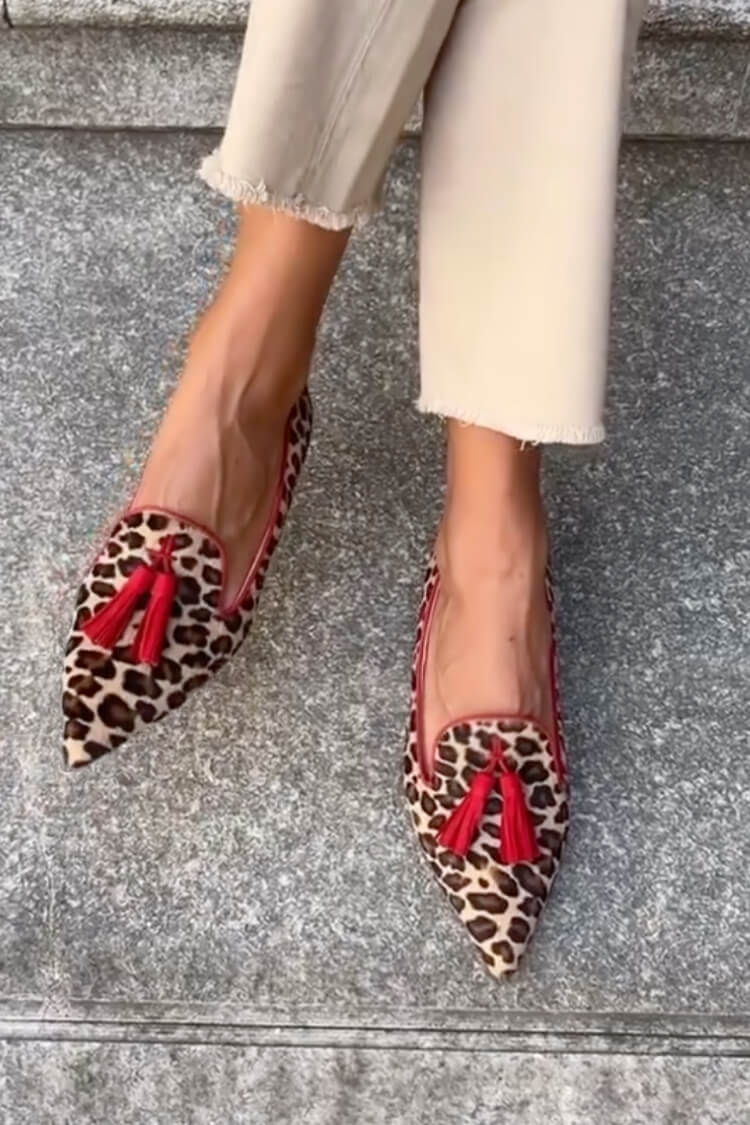 Daphne - Pointed Loafer With Red Tassels-15551042683253-Mirella Fiore