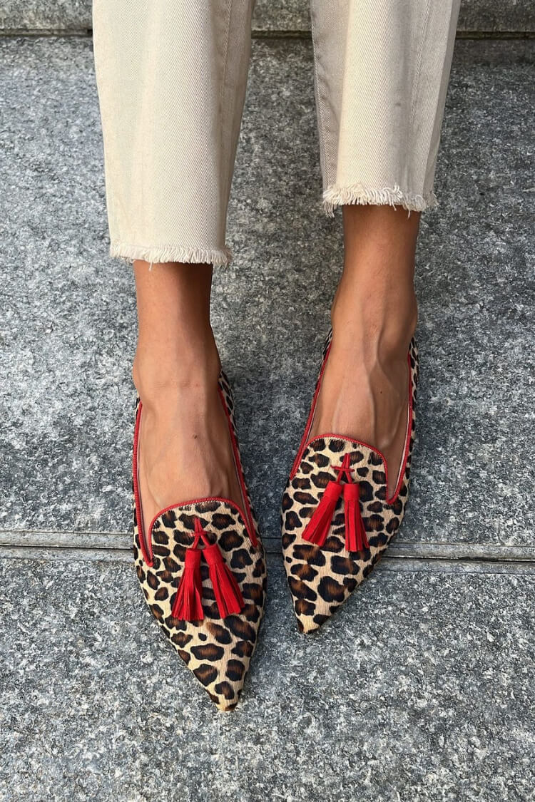 Daphne - Pointed Loafer With Red Tassels-15551042683253-Mirella Fiore