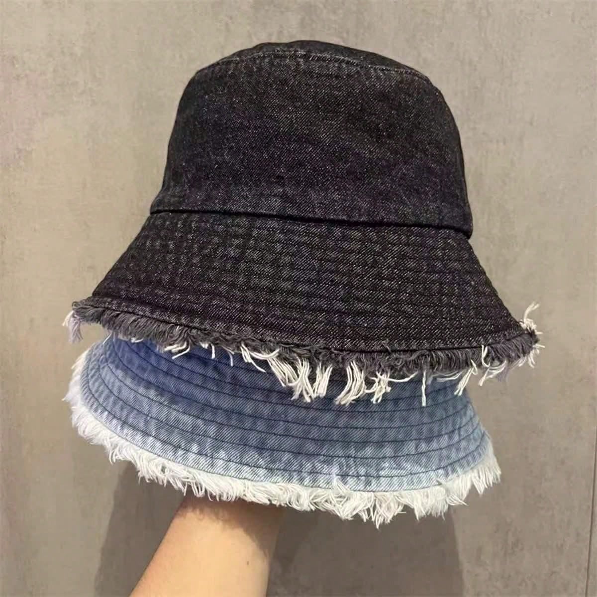 Delvia – Frayed brim – Denim bucket hat-15133817012597-Mirella Fiore
