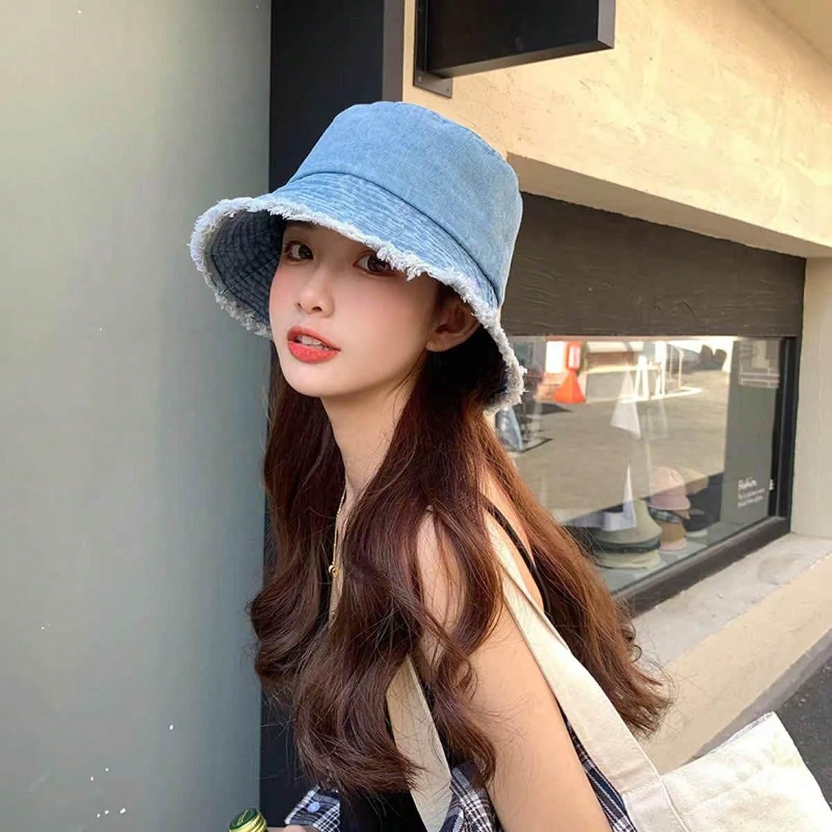 Delvia – Frayed brim – Denim bucket hat-15133817012597-Mirella Fiore