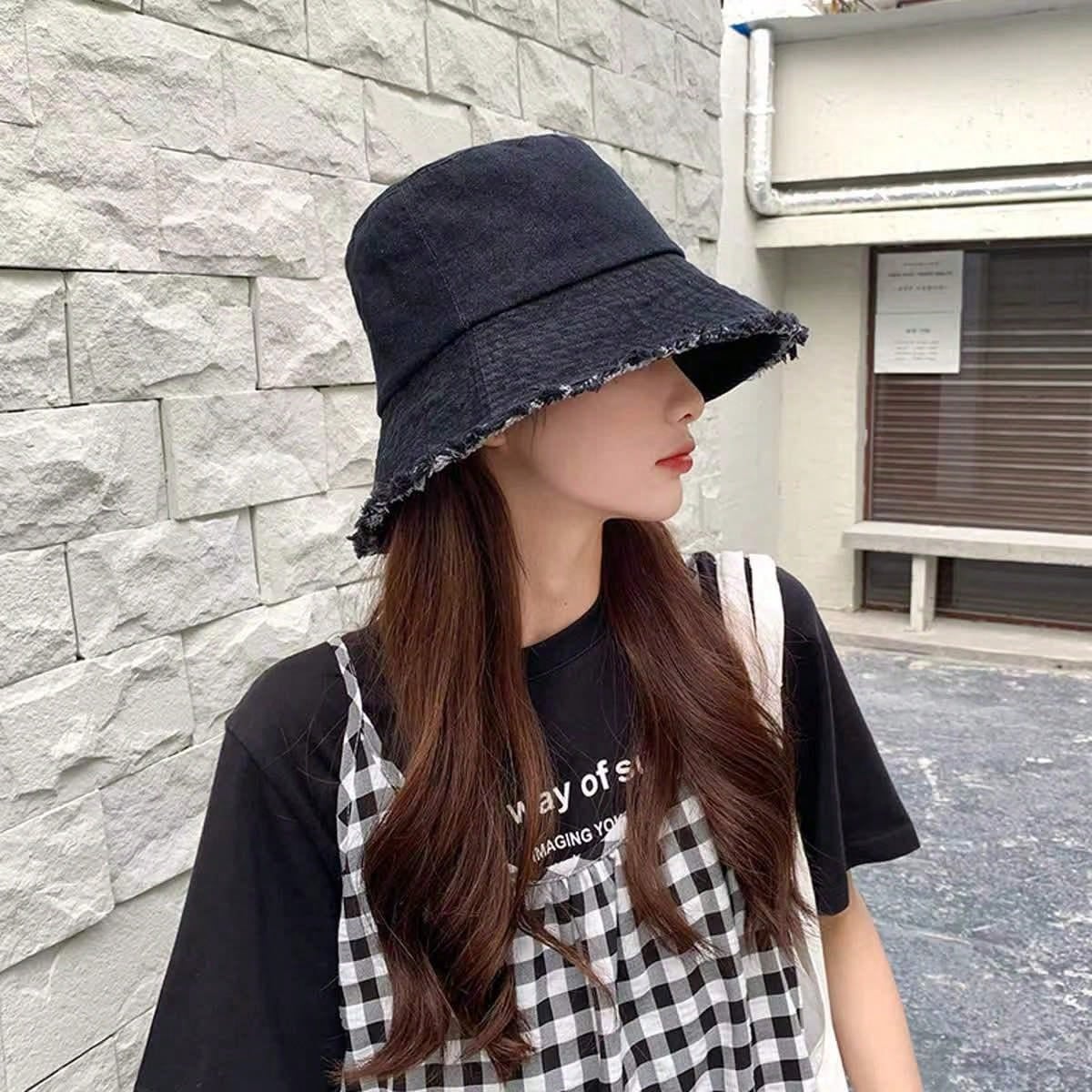Delvia – Frayed brim – Denim bucket hat-15133817012597-Mirella Fiore
