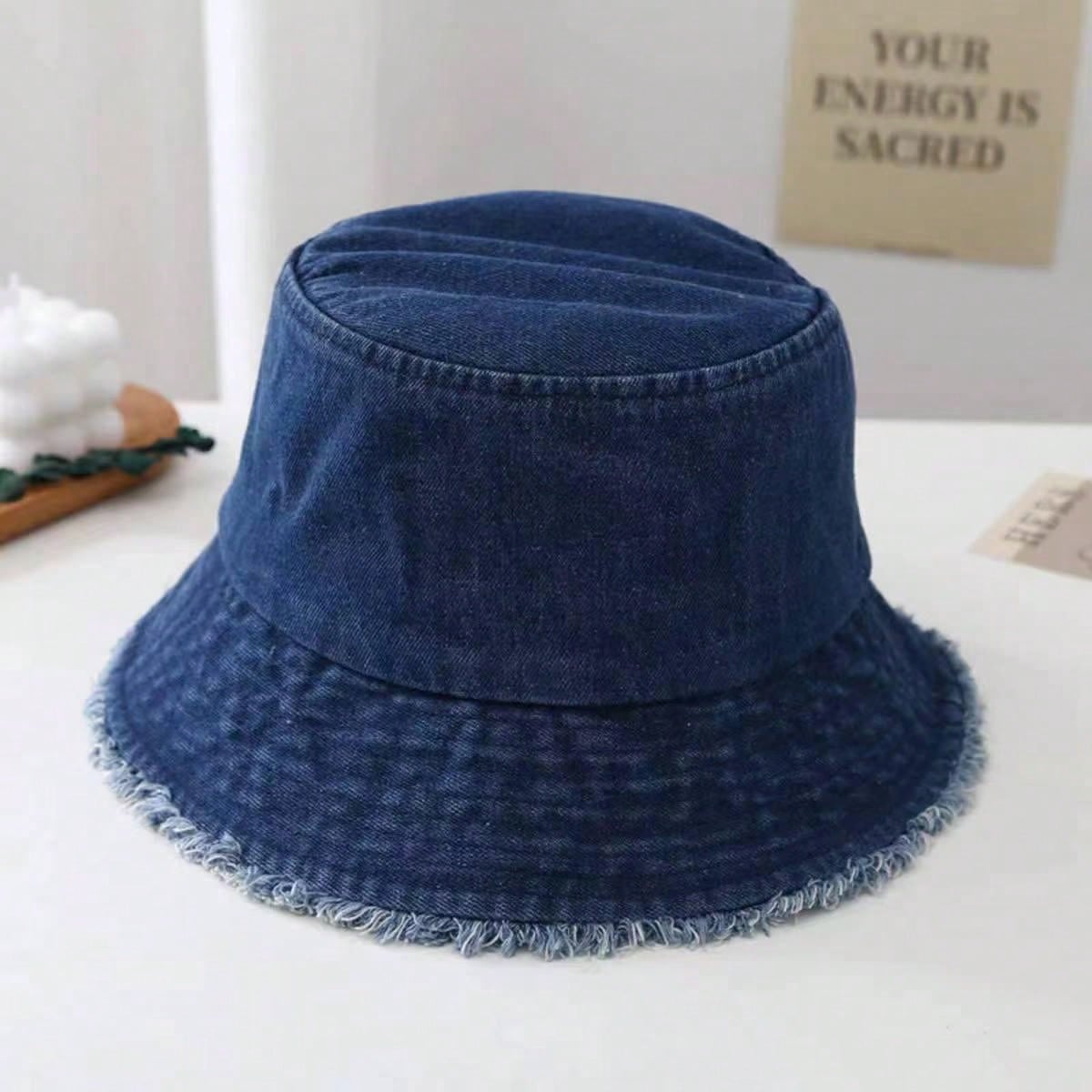 Delvia – Frayed brim – Denim bucket hat-15133817012597-Mirella Fiore