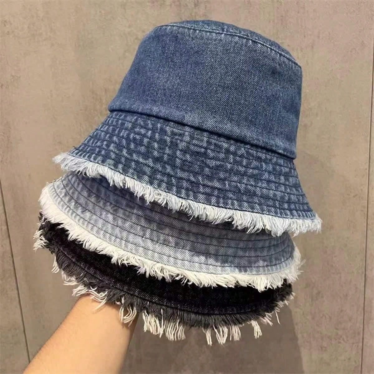Delvia – Frayed brim – Denim bucket hat-15133817012597-Mirella Fiore