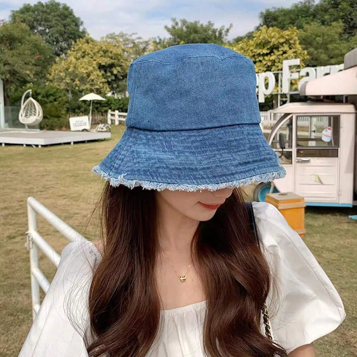 Delvia – Frayed brim – Denim bucket hat-15133817012597-Mirella Fiore