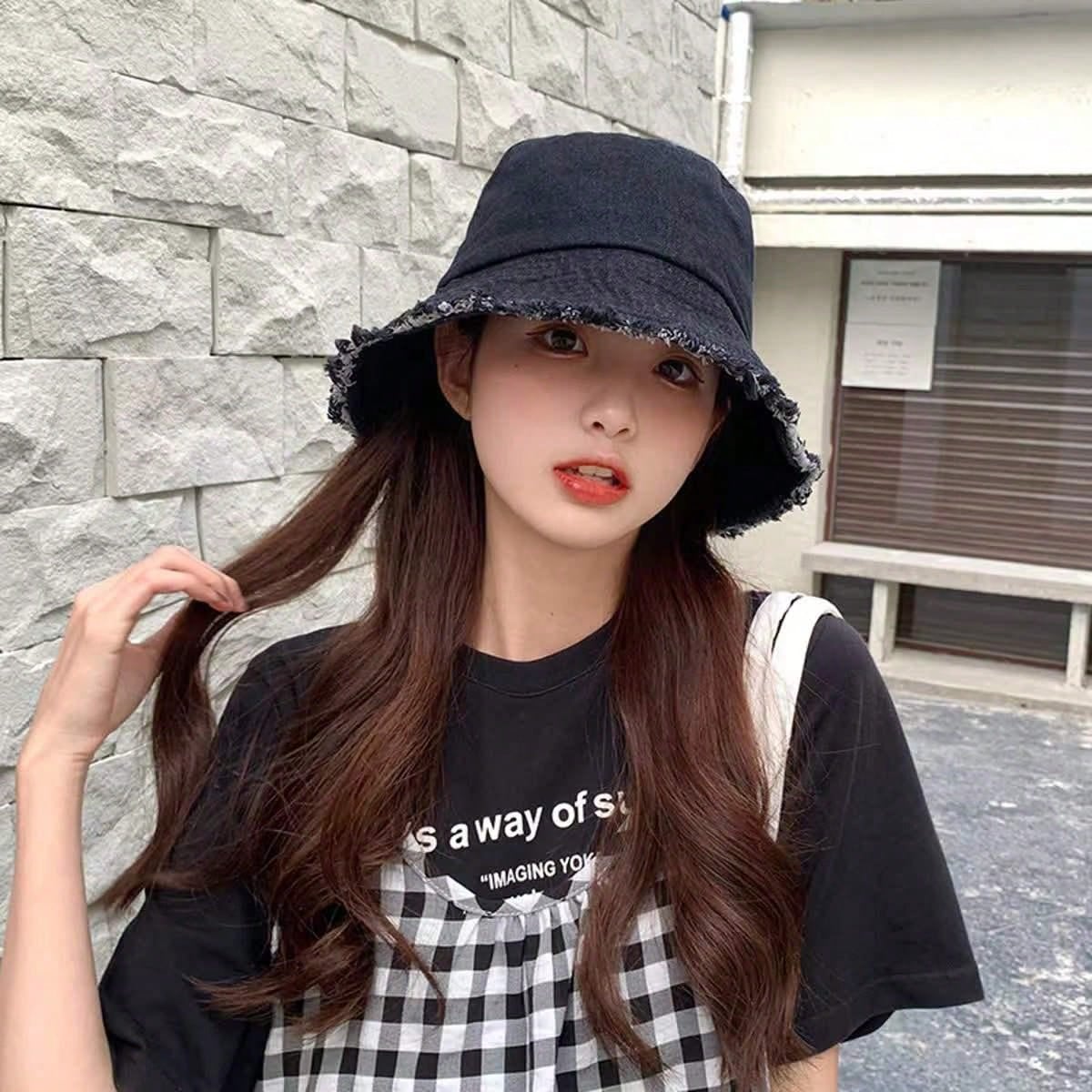 Delvia – Frayed brim – Denim bucket hat-15133817012597-Nancy & Mae Savannah