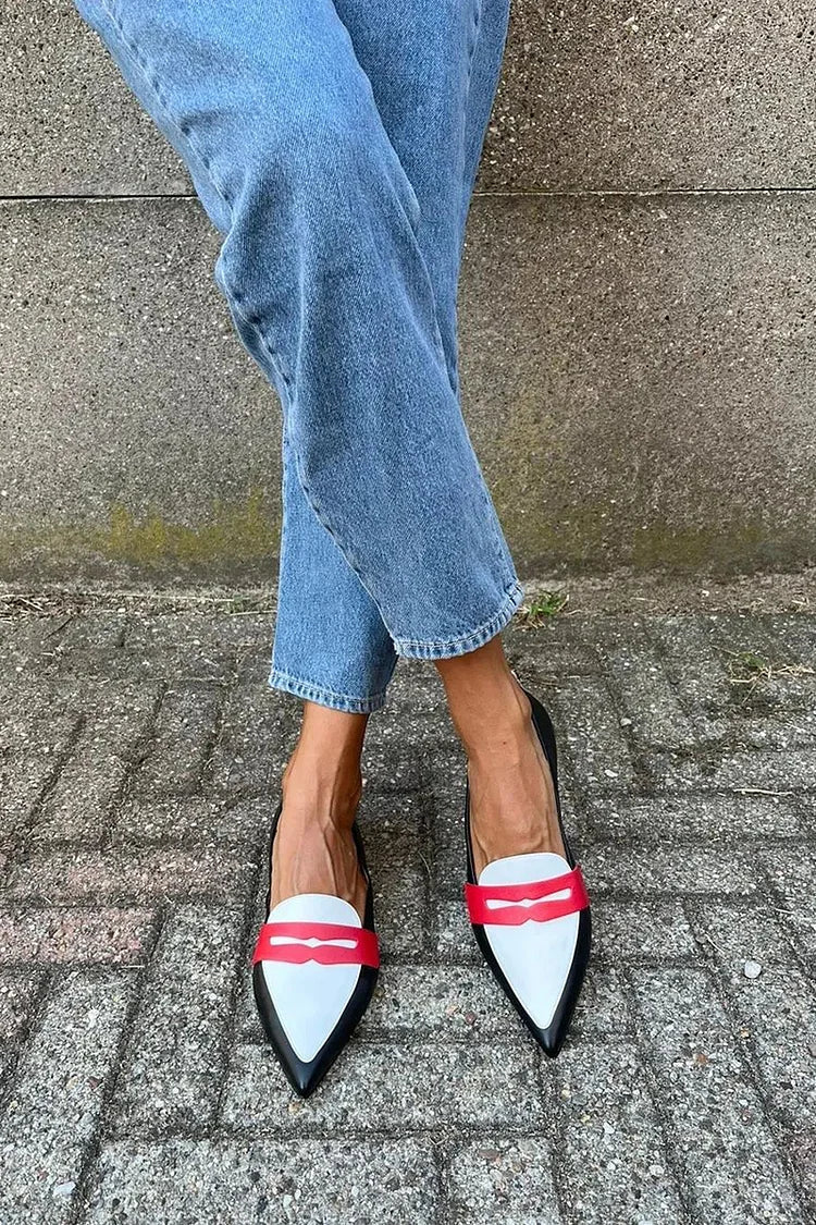 Desiree - Two-Tone Pointed Slippers-15551043142005-Mirella Fiore