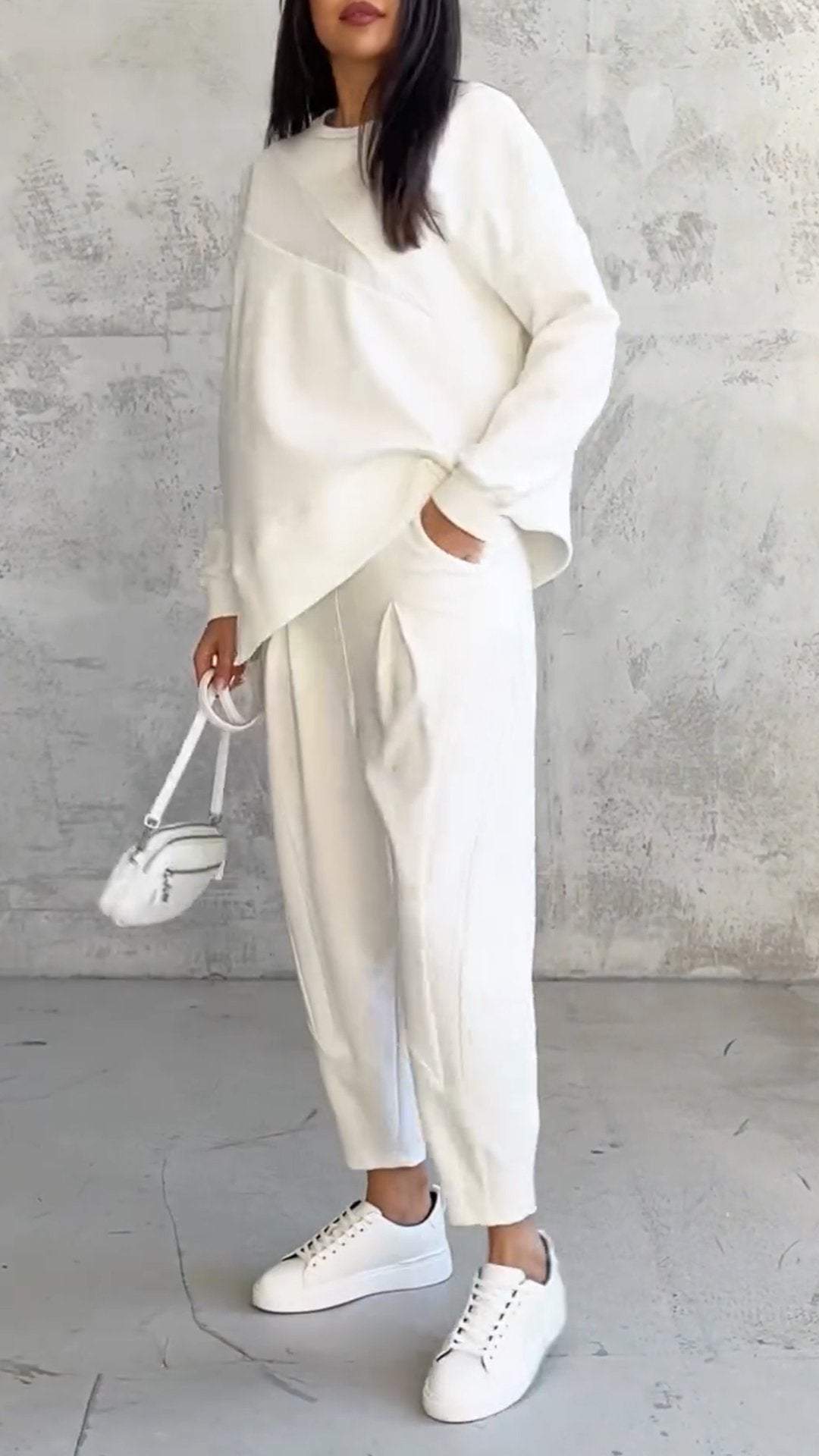 Dina - Comfortable Two-Piece Set with Round Neckline and Long Sleeves-15553174372725-Mirella Fiore