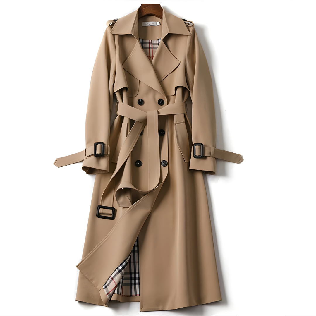 Elara - Women’s Classic Double-Breasted Trench Coat-15550920294773-Mirella Fiore