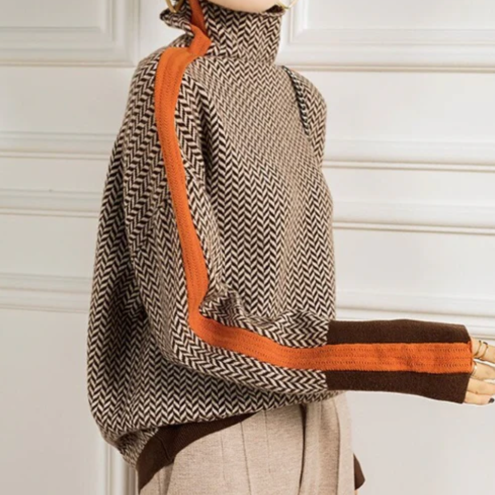 Eleanor - Herringbone Luxe Turtleneck-15547989754229-Mirella Fiore