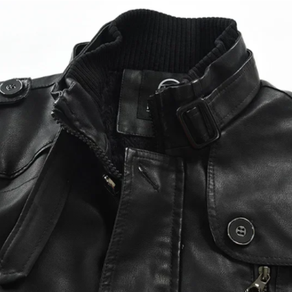 Elegant Long Leather Biker Jacket-15519105057141-Mirella Fiore