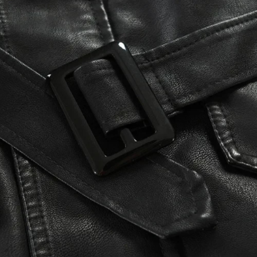 Elegant Long Leather Biker Jacket-15519105057141-Mirella Fiore