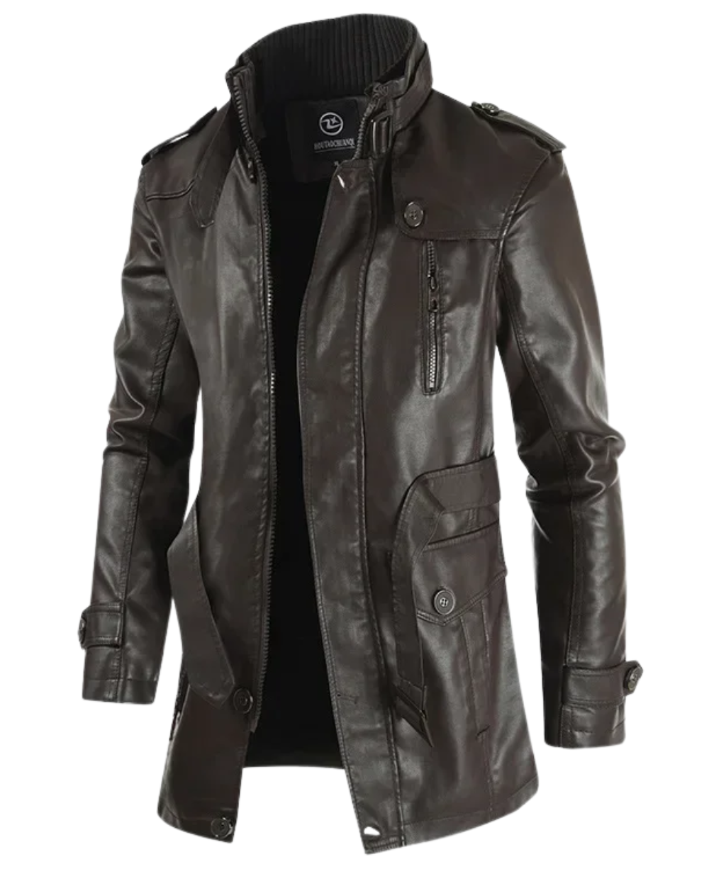 Elegant Long Leather Biker Jacket-15519105057141-Mirella Fiore