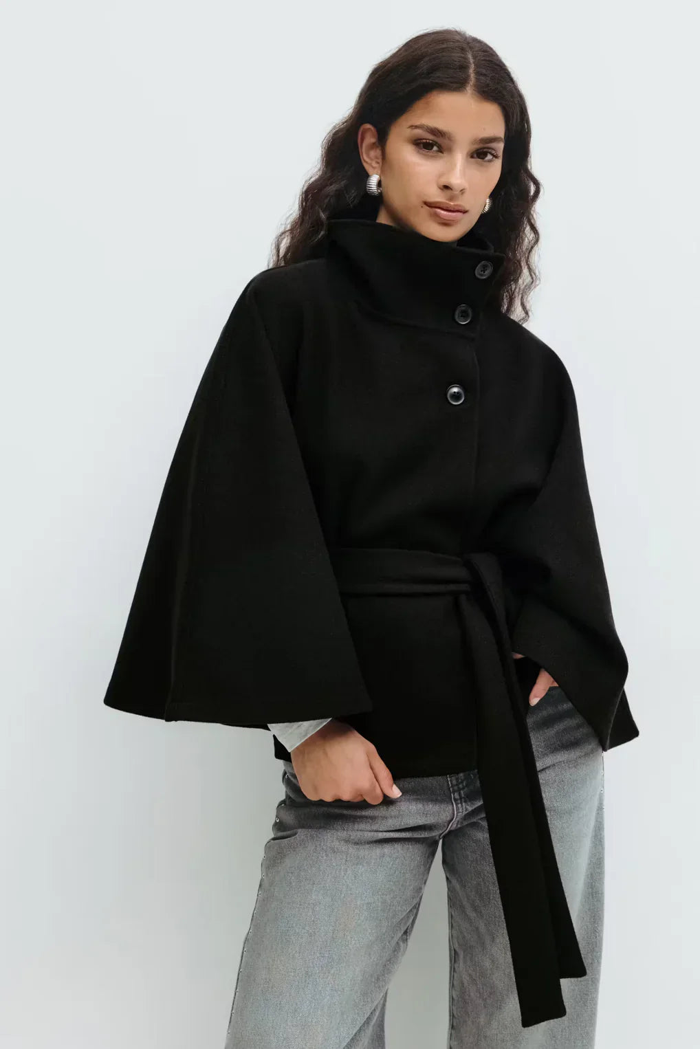 Elize - Cape Coat - Classic Belted Style-15355112391029-Mirella Fiore