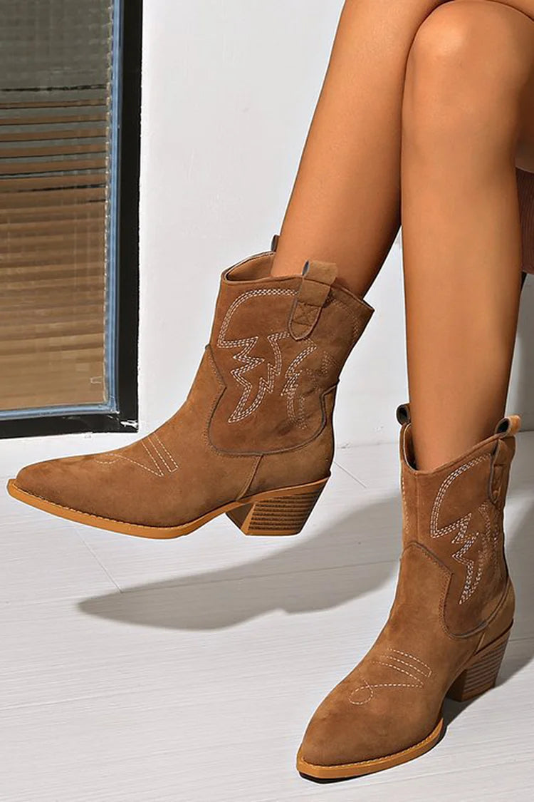 Ellie - Pointed Western Ankle Boot-15551039635829-Mirella Fiore