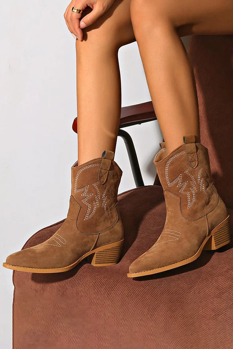 Ellie - Pointed Western Ankle Boot-15551039635829-Mirella Fiore
