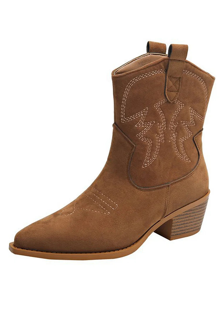 Ellie - Pointed Western Ankle Boot-15551039635829-Mirella Fiore