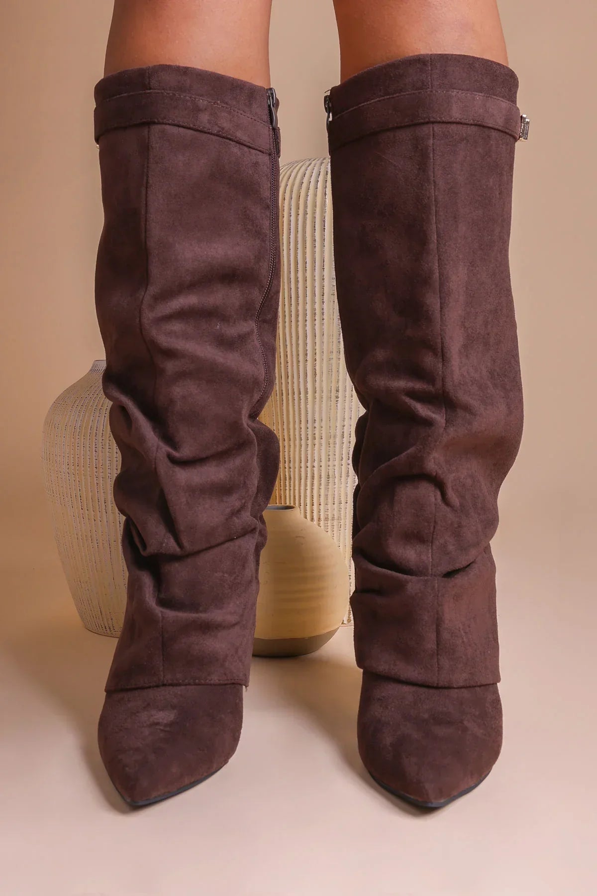 Eloise - Slouchy Knee-High Suede Boots-15553347584373-Mirella Fiore