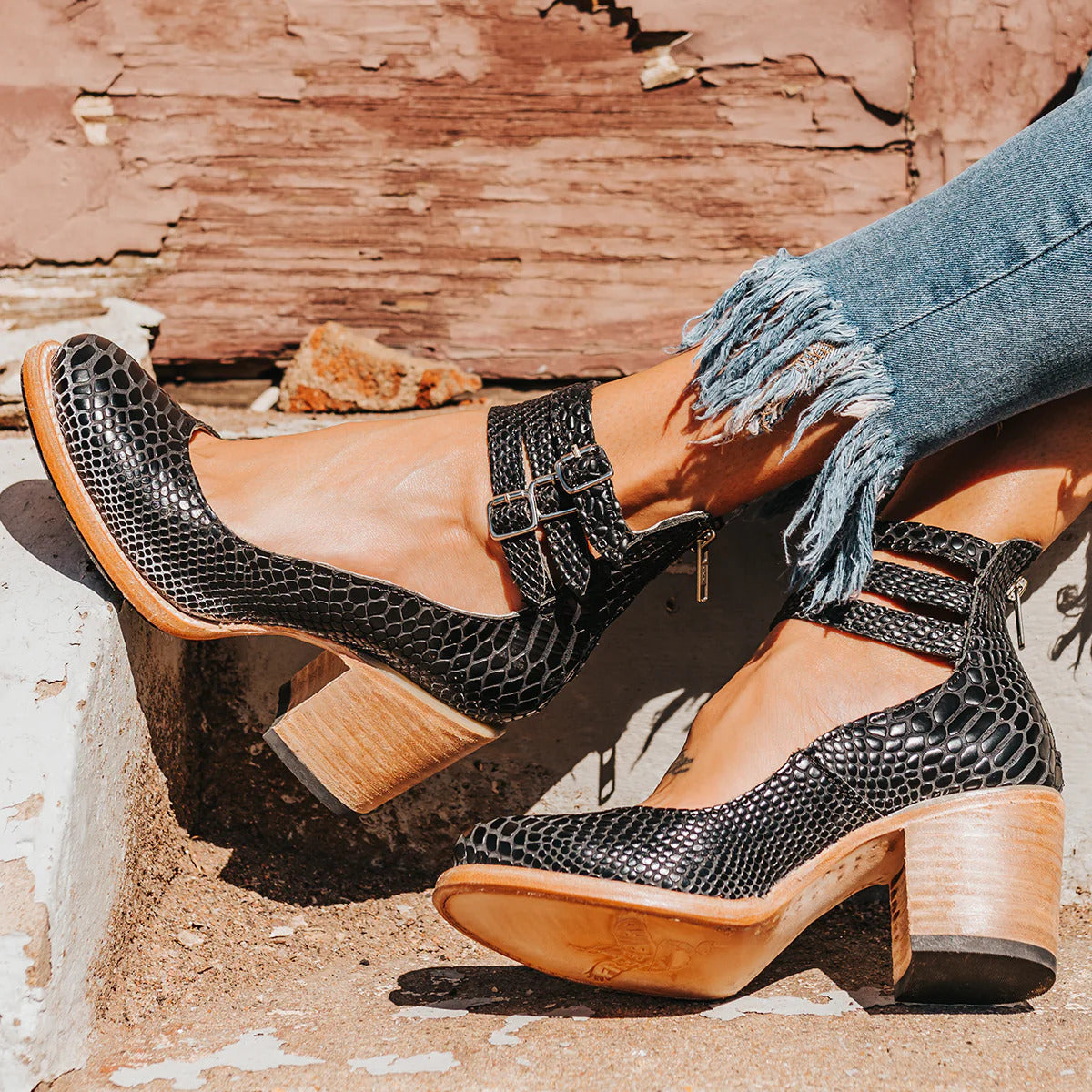 Elsa - Vintage Leather Strap Heels-15551041798517-Mirella Fiore