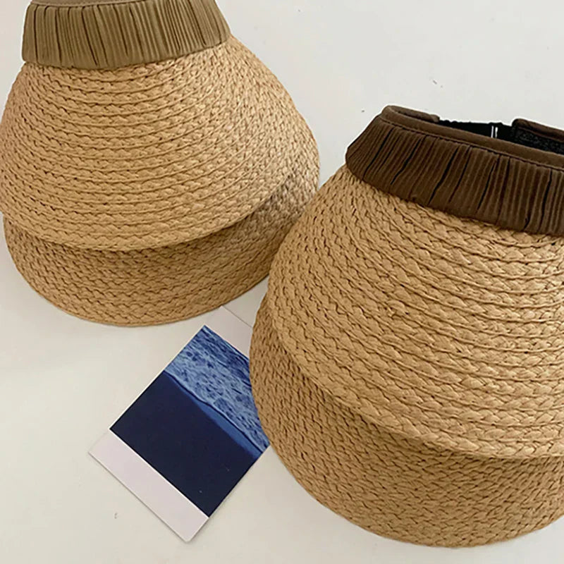 Elvyna – Pleated band – Straw sun visor-15133817110901-Nancy & Mae Savannah