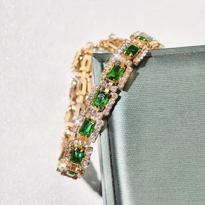 Emerald Green Statement Gold Bracelet-15548284895605-Mirella Fiore