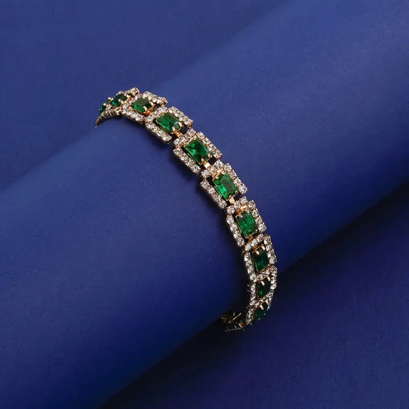 Emerald Green Statement Gold Bracelet-15548284895605-Mirella Fiore
