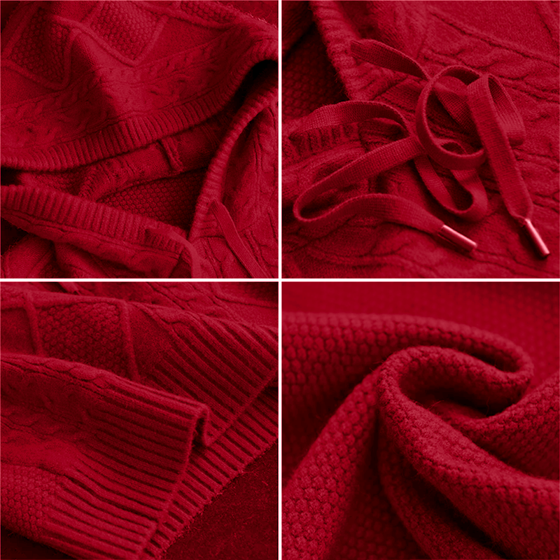 Emily - Cable Knit Hoodie Sweater-15547990409589-Mirella Fiore