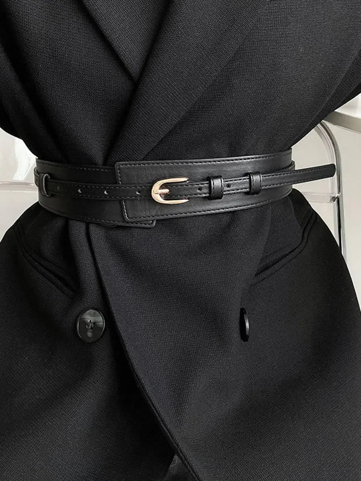 Esmarie – Matte black finish – Leather belt-15133535994229-Mirella Fiore