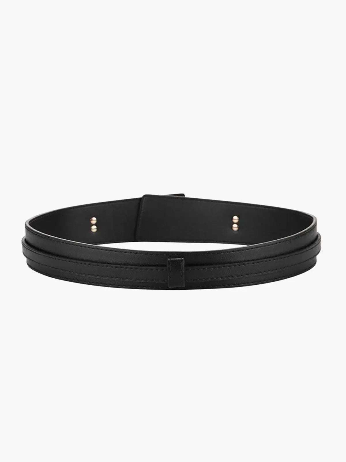 Esmarie – Matte black finish – Leather belt-15133535994229-Mirella Fiore