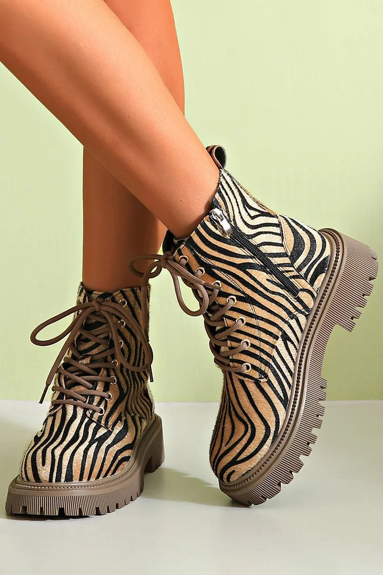 FIONA - ZEBRA PRINT LACE-UP BOOTS-15549134471541-Mirella Fiore