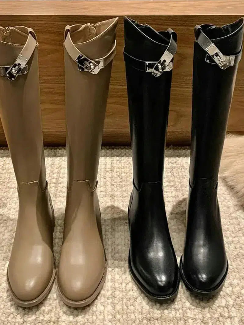 Fabiana – Silver-tone buckle – Vegan leather boots-15133957194101-Mirella Fiore