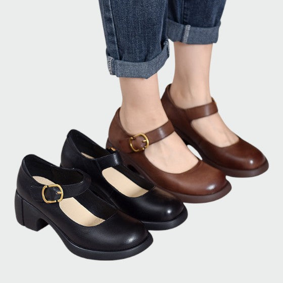 Fauna - Chunky-Heel Buckle Mary Jane Shoes-15519661719925-Mirella Fiore