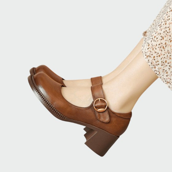 Fauna - Chunky-Heel Buckle Mary Jane Shoes-15519661719925-Mirella Fiore