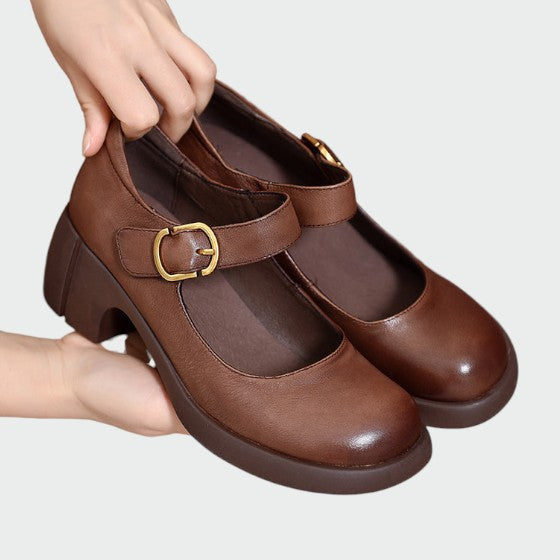 Fauna - Chunky-Heel Buckle Mary Jane Shoes-15519661719925-Mirella Fiore