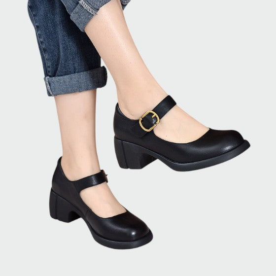 Fauna - Chunky-Heel Buckle Mary Jane Shoes-15519661719925-Mirella Fiore