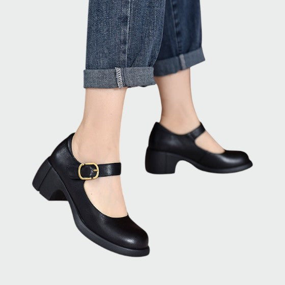 Fauna - Chunky-Heel Buckle Mary Jane Shoes-15519661719925-Mirella Fiore