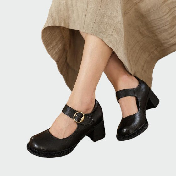 Fauna - Chunky-Heel Buckle Mary Jane Shoes-15519661719925-Mirella Fiore