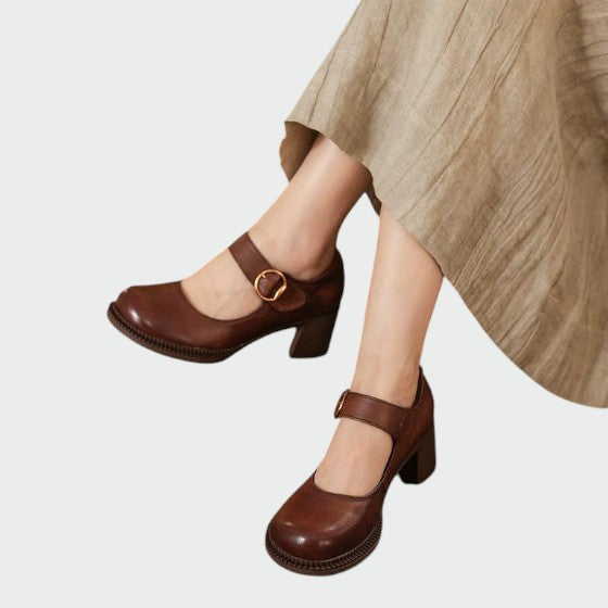 Fauna - Chunky-Heel Buckle Mary Jane Shoes-15519661719925-Mirella Fiore