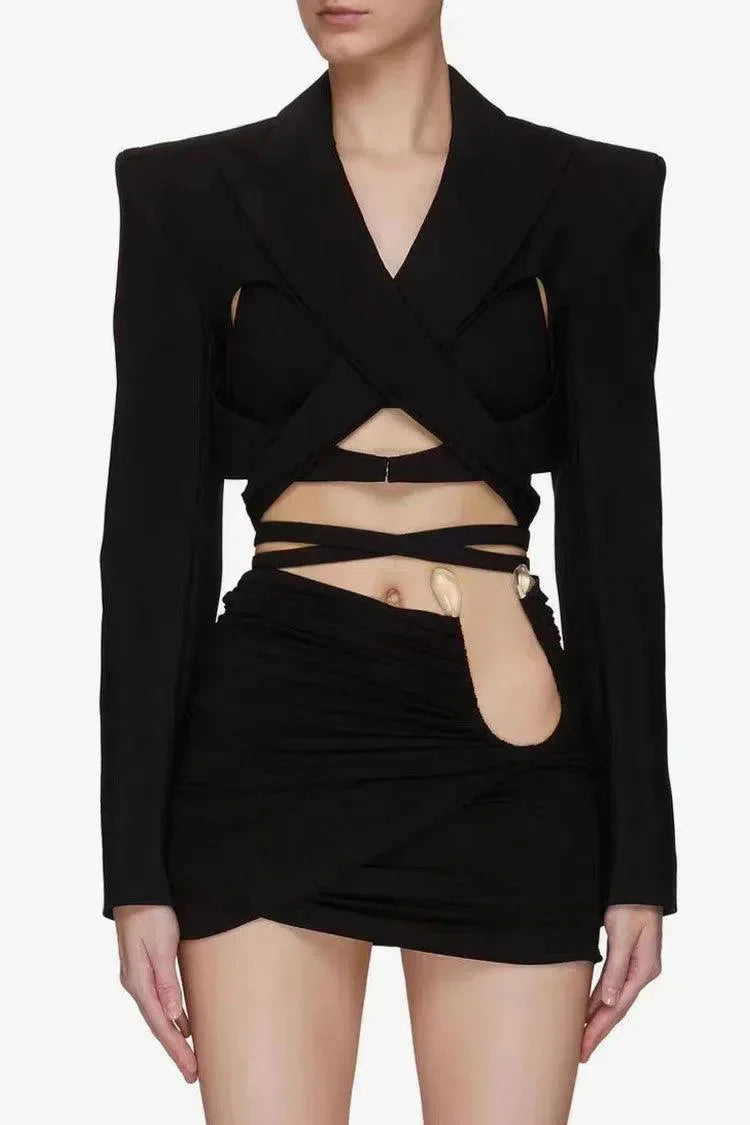 Fausto – Strong-shoulder design – Cutout blazer-15133997957493-Mirella Fiore