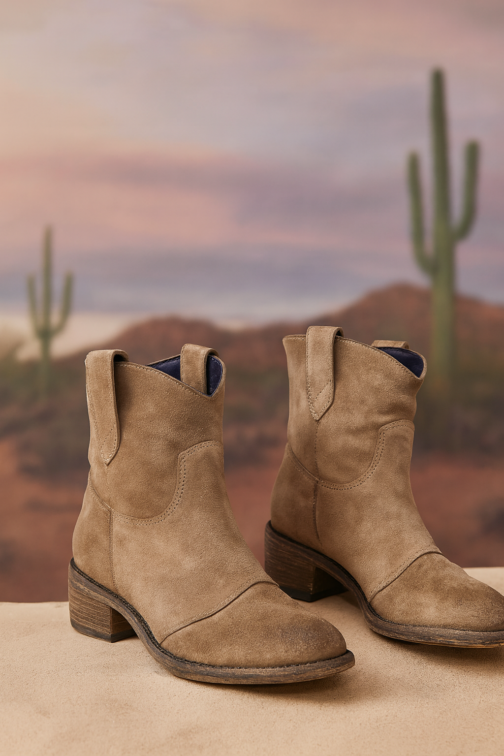 Faye - Premium Suede Western Ankle Boots-15553238696309-Nancy & Mae Savannah