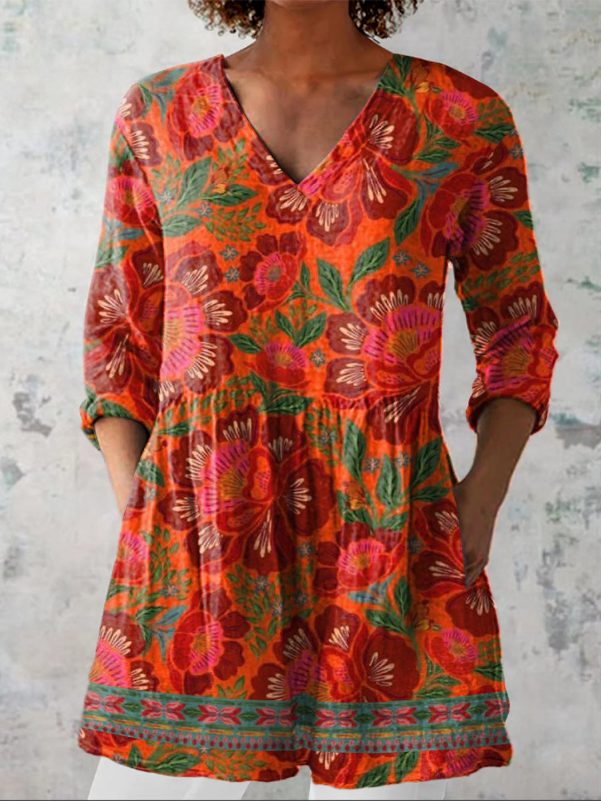 Felicity - Long V-Neck Shirt-15550824874357-Mirella Fiore
