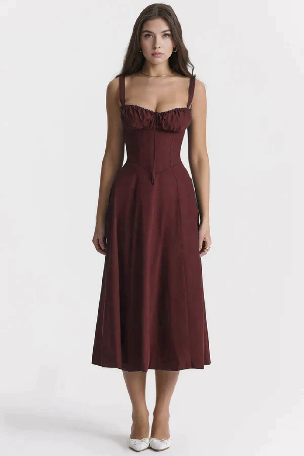 Felly – Ruched sweetheart – Midi dress-15260068577653-Mirella Fiore