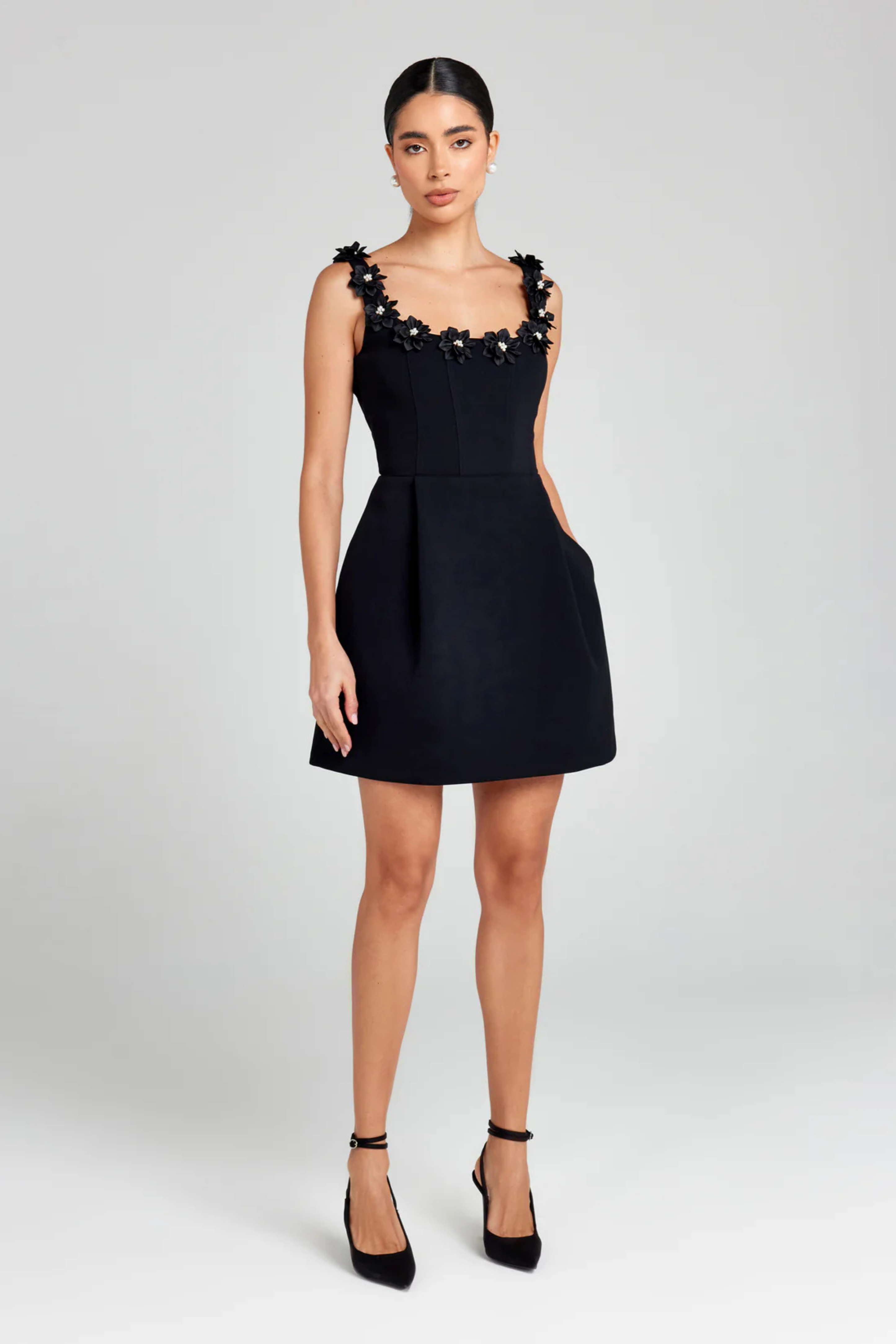 Fionna – Bloom-trimmed charm – Mini dress-15274399400309-Mirella Fiore